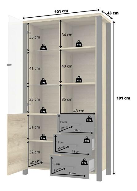Vitrína Oralee Typ 13 (dub grand natural + černá matná)