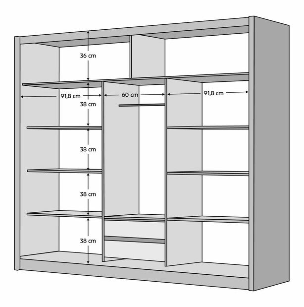 Šatní skříň LADLER (černá + dub CRAST)