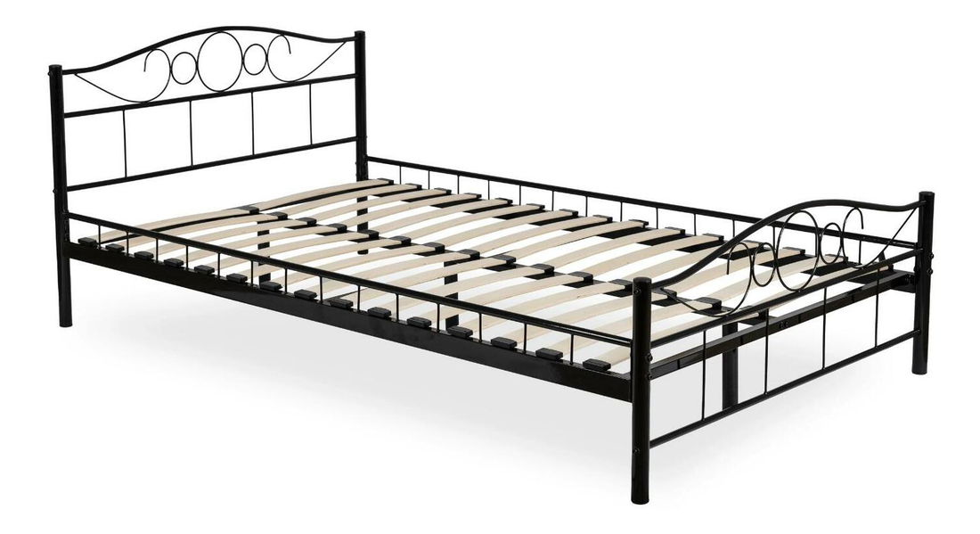 Kovová postel 120 cm Granjeros (černá) (s roštem)