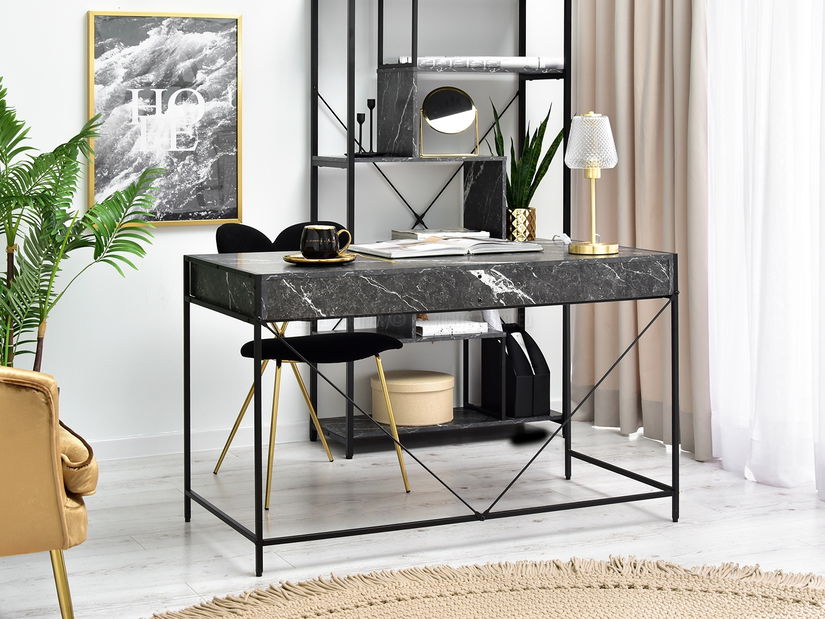 PC stolek Unica (černý mramor + černá)