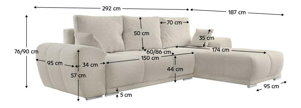 Rohová sedací souprava Kermit (krémová)