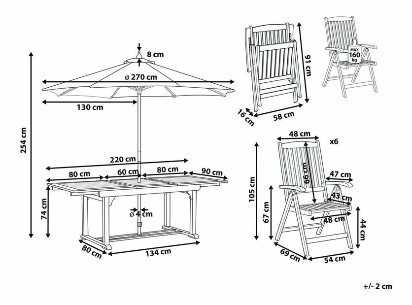 Zahradní set Amati (tmavé dřevo + písková)