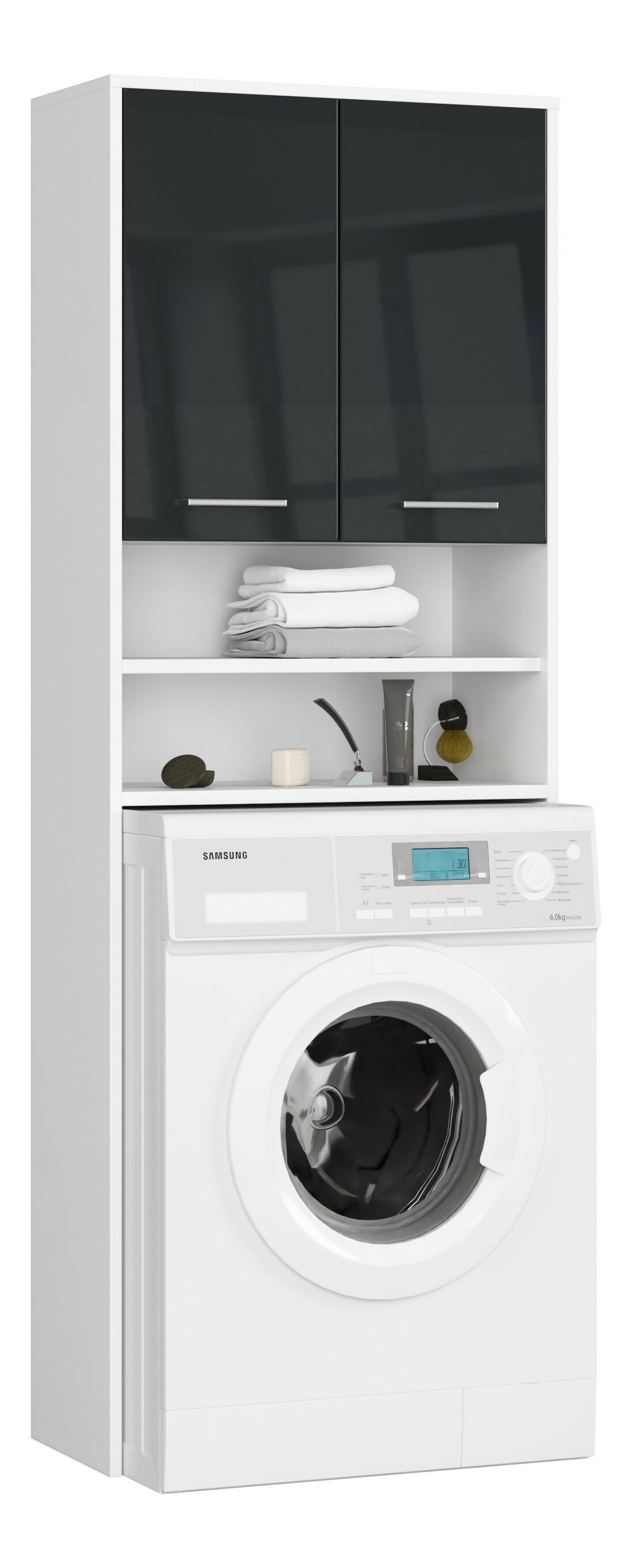 Skříňka na pračku Farid TYP5 (bílá + grafit lesk)