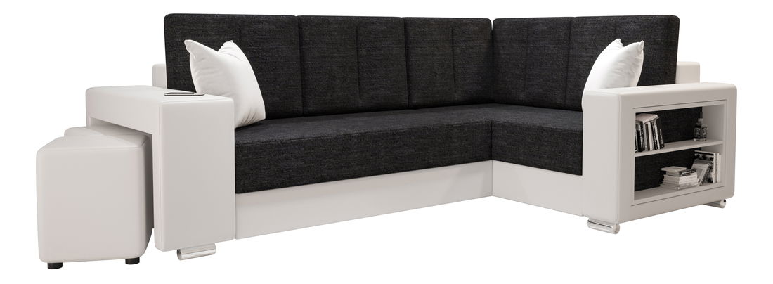 Rohová sedací souprava Lush (černá + bílá) (P)
