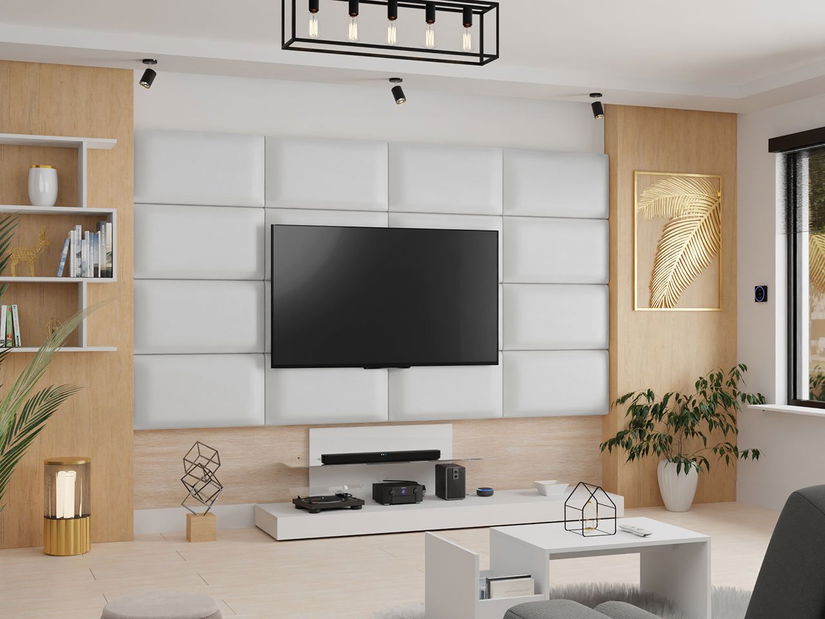 Čalouněný nástěnný panel (3 ks.) Pazara 84x42 (ekokůže soft 17 (bílá) *výprodej