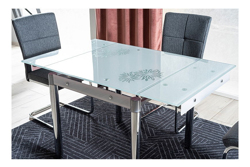 Rozkládací jídelní stůl 80-131 cm Gerardo (bílá + chromová) (pro 4 až 6 osob)