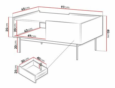 Konferenční stolek Corado CL97 (kašmír + dub linie)