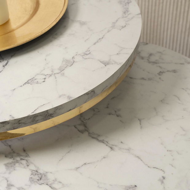 Set 2 konferenčních stolků Oponia (mramor + zlatá)