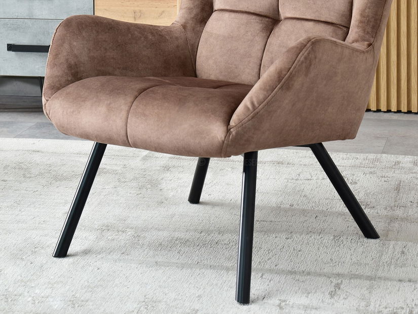 Designové křeslo Norweien (hnědá + zlatá)