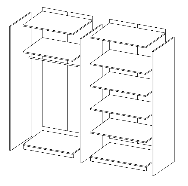 Šatní skříň Verwood Typ 20 (bílá + ořech)