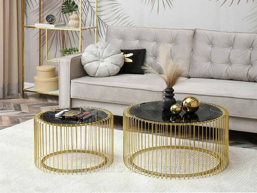 Konferenční stolek Nils (mramor + zlatá)
