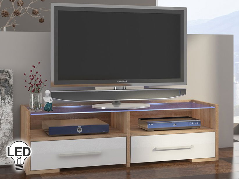 TV stolek/skříňka Semprio (sonoma světlá + lesk bílý)