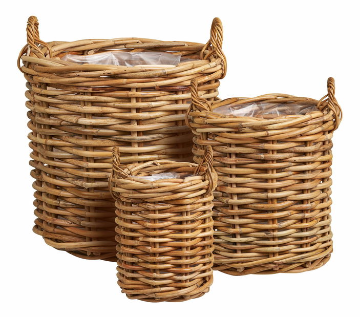 Set 3 ks proutěných květináčů Bdolena (přírodní)