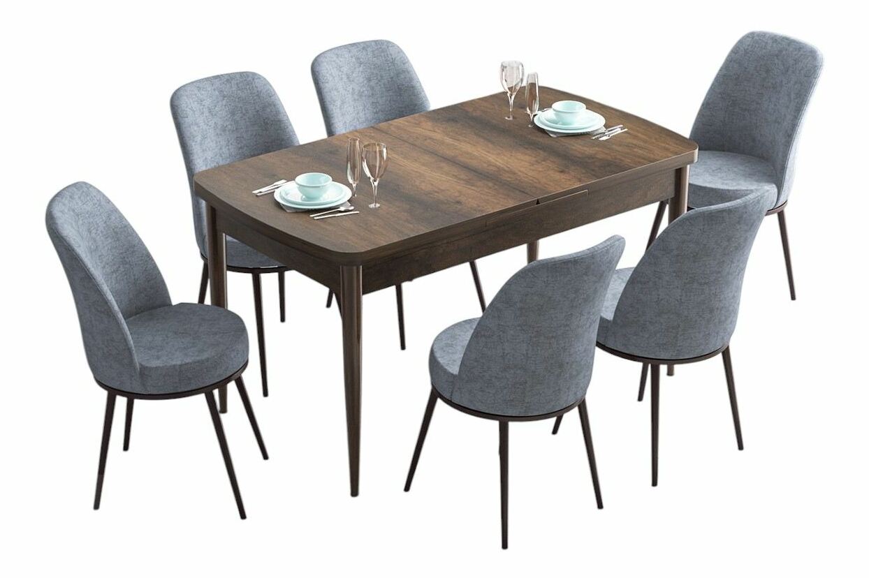 Jídelní set Hana (mramor černý + šedá) (pro 6 osob)