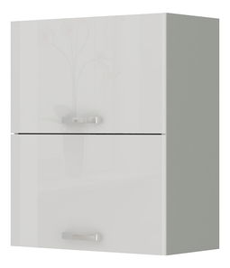 Horní kuchyňská skříňka Brunea 60 GU-72 2F (šedá + lesk bílý)