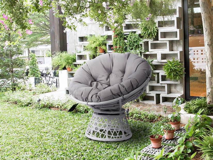 Zahradní otočné křeslo Arliss (korpus) (bílá + šedá)