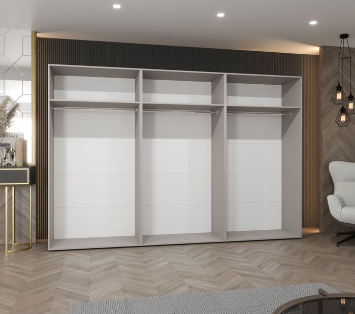 Šatní skříň Alaris 3 300 (kašmír + černá) (se zrcadlem)