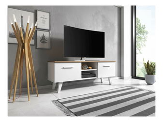 TV stolek/skříňka Neal (bílá matno + craft tobaco)