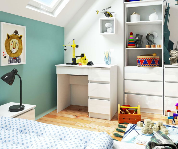 PC stolek Benicio II (bílá + lesk bílý) (P)