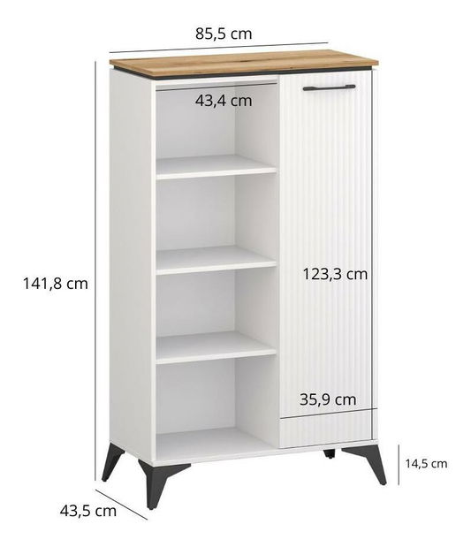 Regál Vejares (bílá + dub evoke)