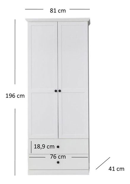 Šatní skříň Brendon (bílá)