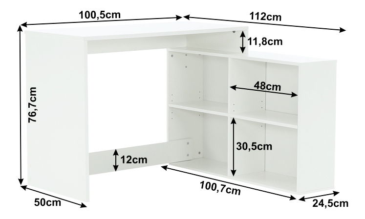 Rohový PC stolek Geles bílá