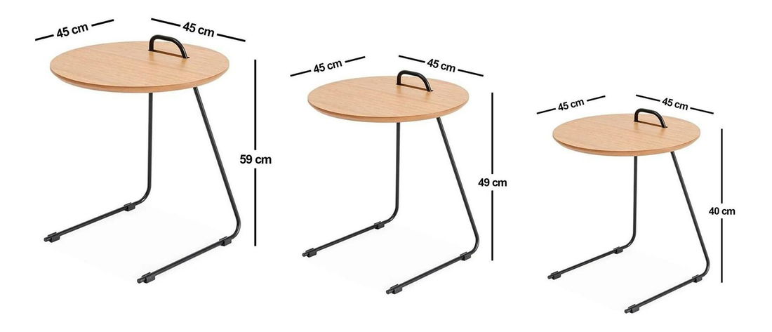 Set 3 příručních stolků Paniki (natural)