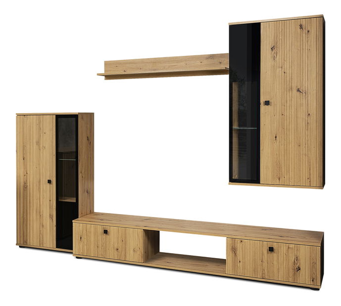 Obývací stěna Saul (dub artisan + dub artisan) (bez osvětlení)