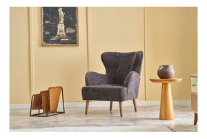 Křeslo ušák Kaveh 2 (antracit + dřevo)