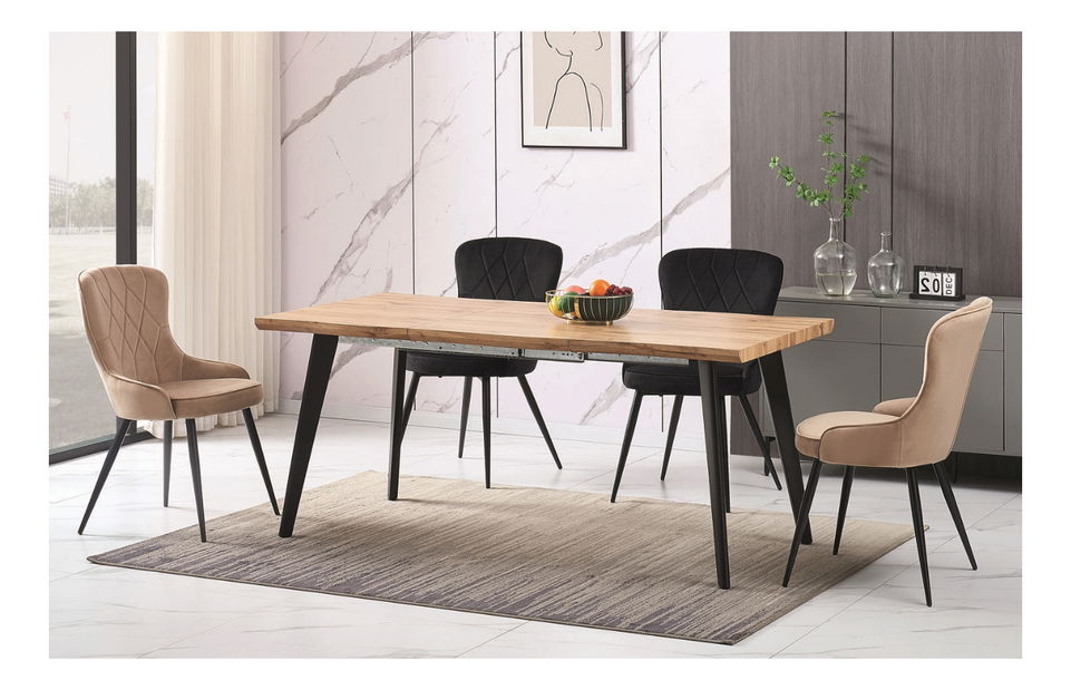 Rozkládací jídelní stůl 150-210 cm Faustina (dub + černá) (pro 8 a více osob)