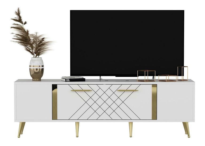 TV stolek/skříňka Depeche (bílá + zlatá)