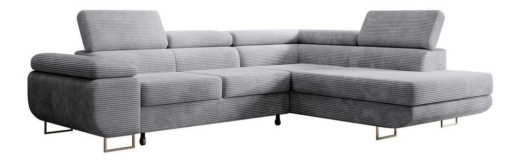 Rohová sedací souprava Stiletto (P) (světle šedá + stříbrná)