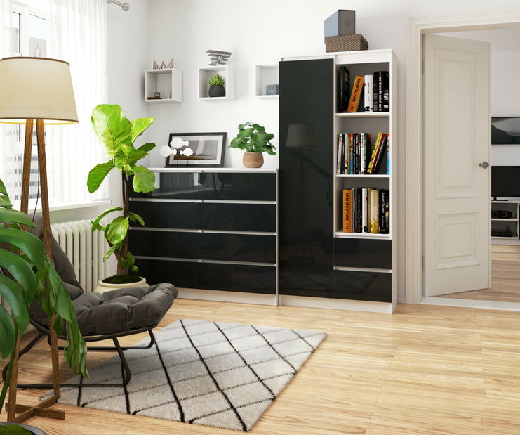 Regál Rehana (bílá + grafit lesk)