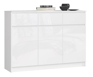 Komoda Kuwait 3D 3D (bílá + bílý lesk)
