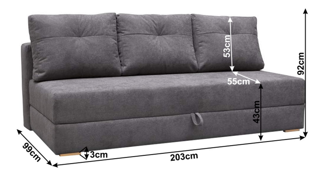 Rozkládací pohovka Drak (šedá)