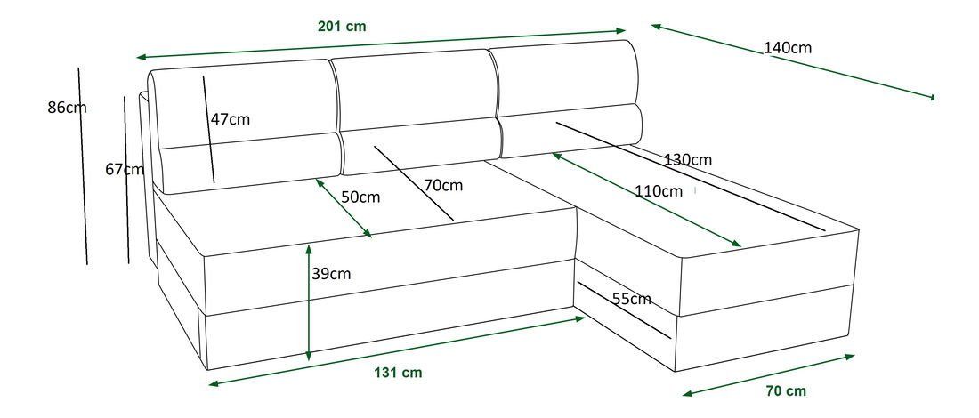 Rohová sedací souprava Radiant L1 (zelená) (P)