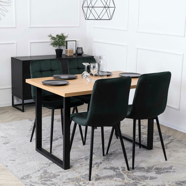 Jídelní stůl Varon (dub + černá) (pro 6 osob)