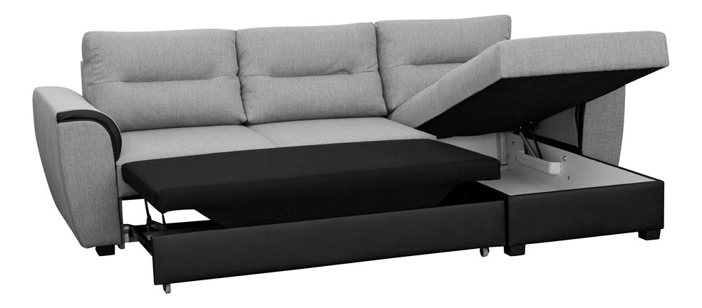 Rohová sedací souprava Tomi (světle šedá + černá) (P)