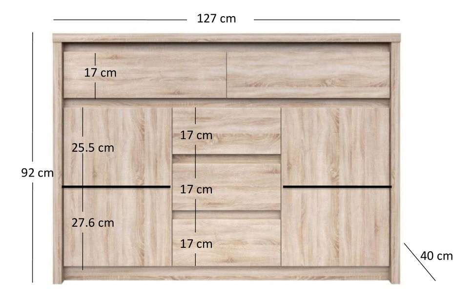 Komoda Noella 2D5S (dub sonoma)