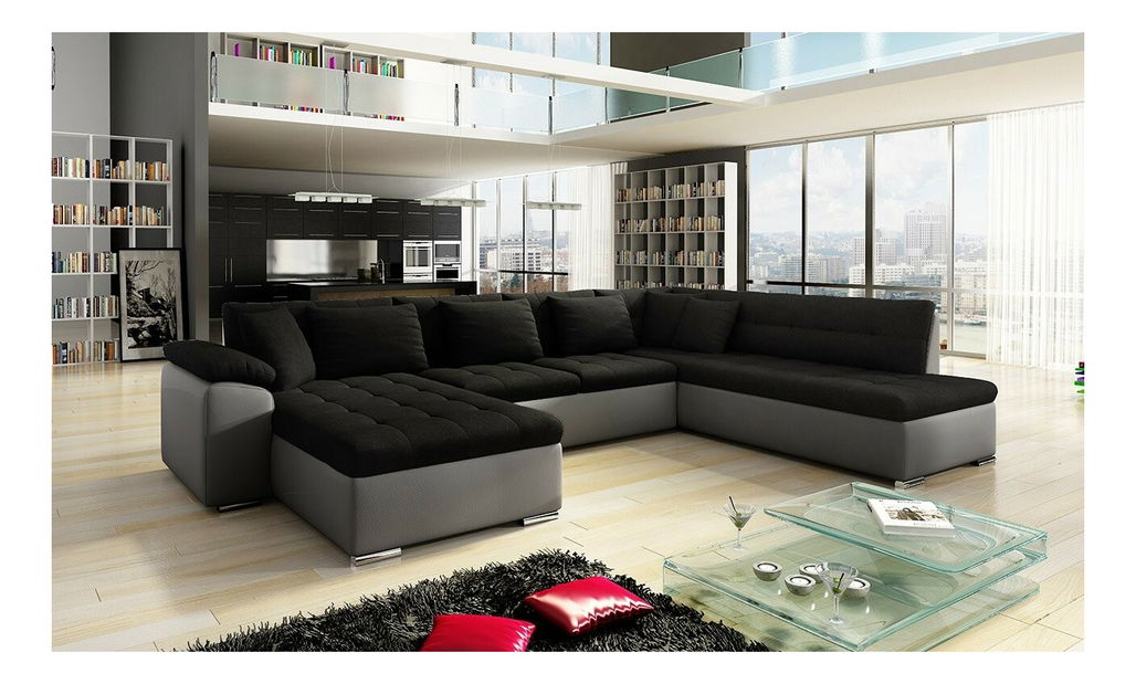 Rohová sedačka U Talina s funkcí spaní (L) (ekokůže Soft 011 + Majorka 03)