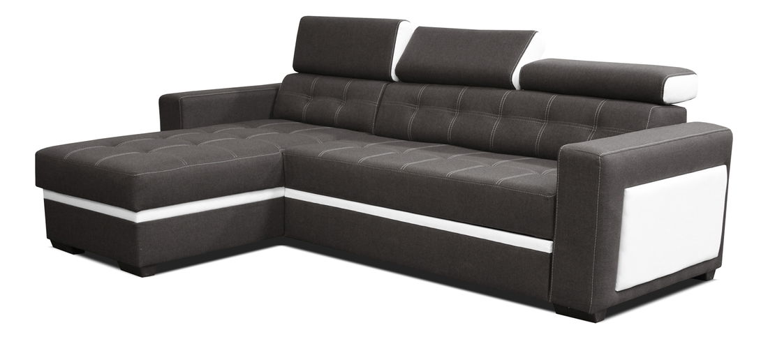 Rohová sedací souprava Felix (tmavě šedá + bílá) (L)