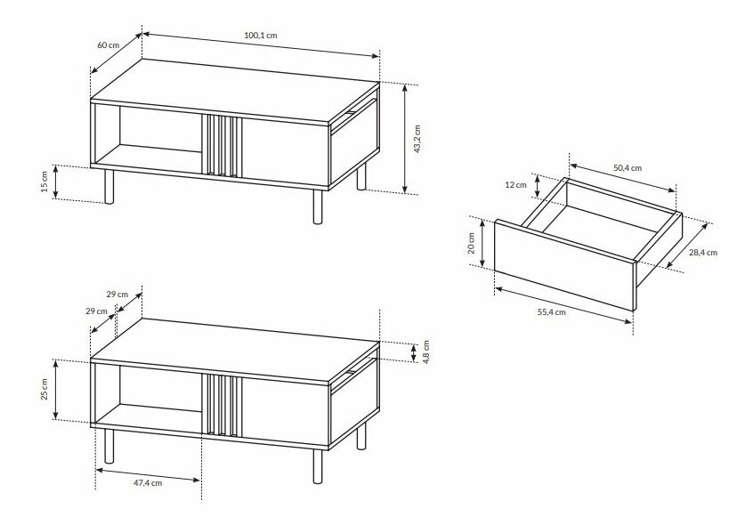 Konferenční stolek-Laski Madeira F (dub artisan + černý antracit)