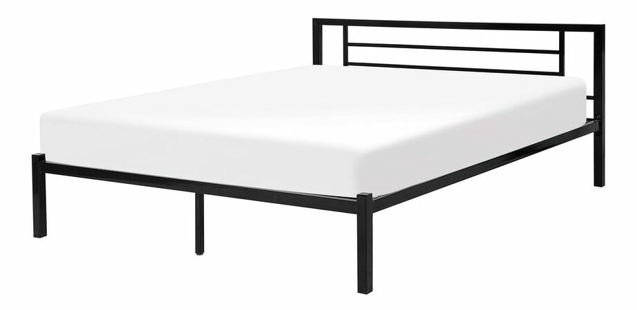 Manželská postel 160 cm CONNET (s roštem) (černá)