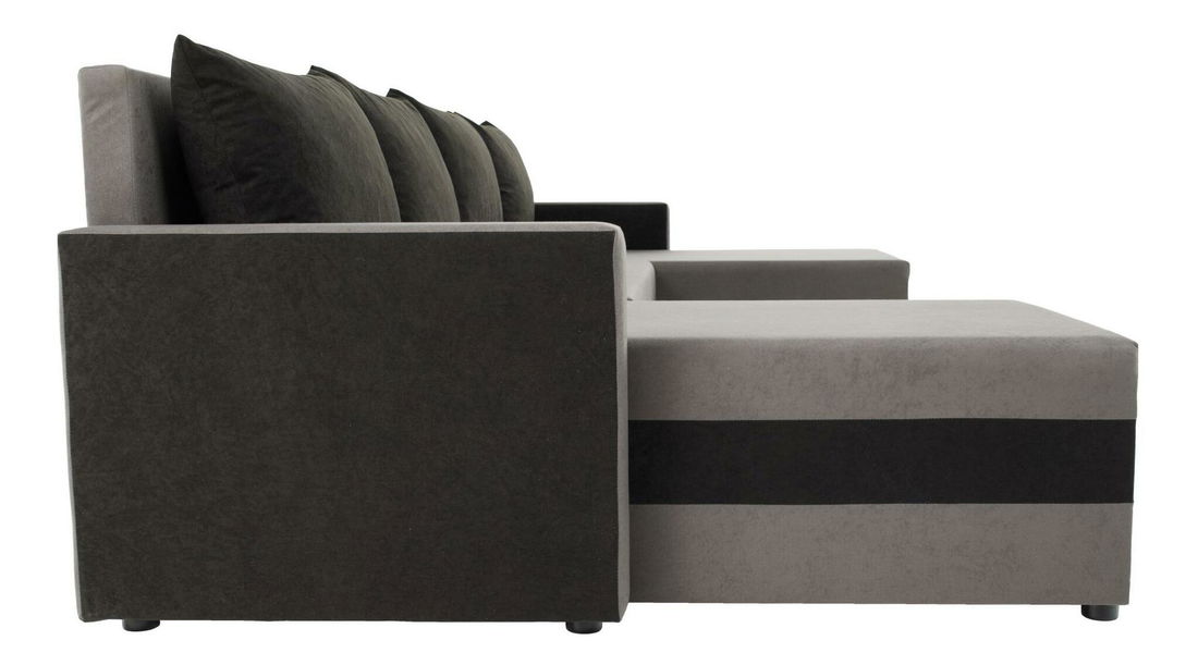 Rohová sedačka ve tvaru U Paulati (šedá + černá) (rozkládací s úl. prostorem)