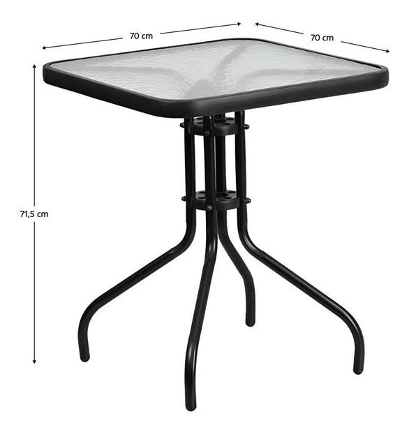 Zahradní stůl Fendy (černá ocel + tvrzené sklo)