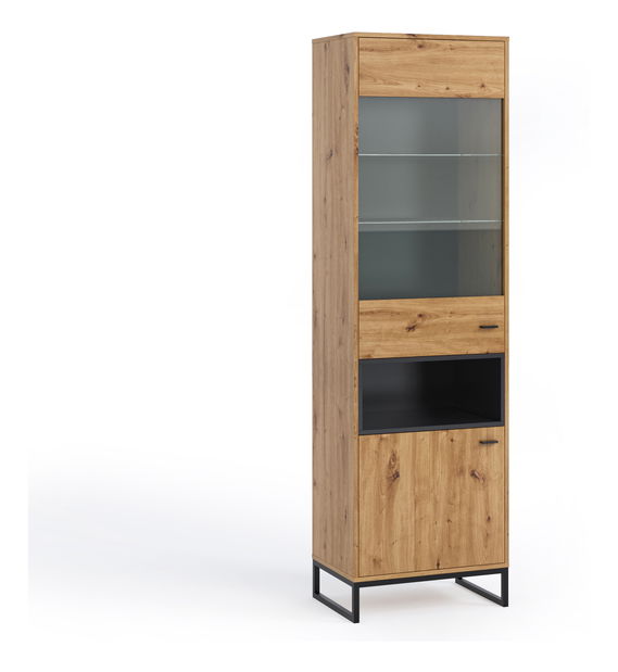 Vitrína Oliver WIT60 (dub artisan + černá matná)