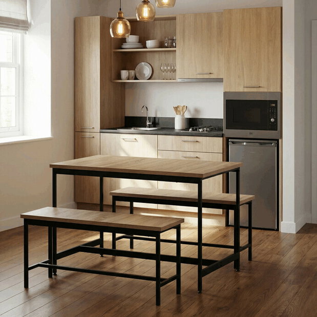 Jídelní set se 2 židlemi Autaus (hnědá)