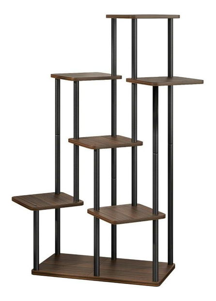 Stojan na květiny Anita (tmavé dřevo + černá)