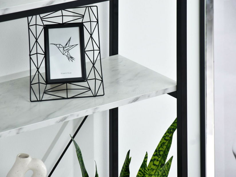 Regál Harp B (bílý mramor + černá)