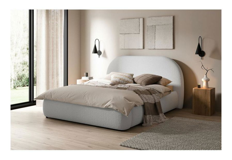 Manželská postel 160 cm Olivo P (s roštem) (s úl. prostorem) (světle šedá + černá)